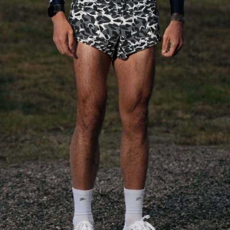 Sports Leopard Camouflage Track and Field Adhesive Three-Point Lining Shorts Summer Men and Women Ma