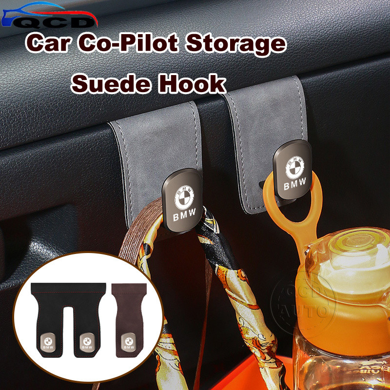 Xe BMW Co-Pilot Lưu Trữ Móc Da Lộn Găng Tay Hộp Móc Treo Đồ Nội Thất Ẩn Cho X5 G05 F15 E53 Z4 E89 E8