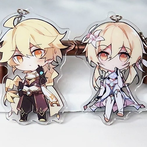 Traveller Keychains (Aether and Lumine) - Acrylic Charms Genshin Impact