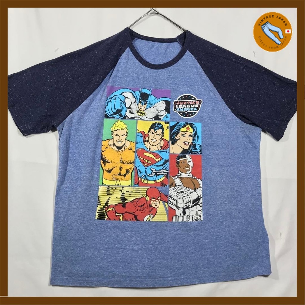 【Direct from Japan】[Used] JUSTICE LEAGUE Character Collection Raglan American Comic Character T-shir