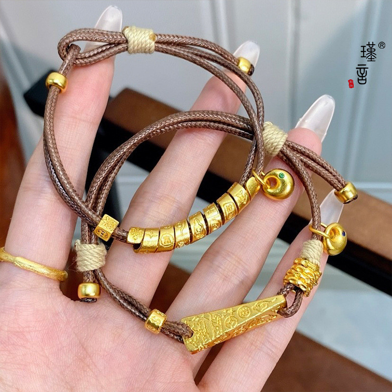 Vòng tay thanh xoắn hình nón tam giác Tuo Jiyan vàng