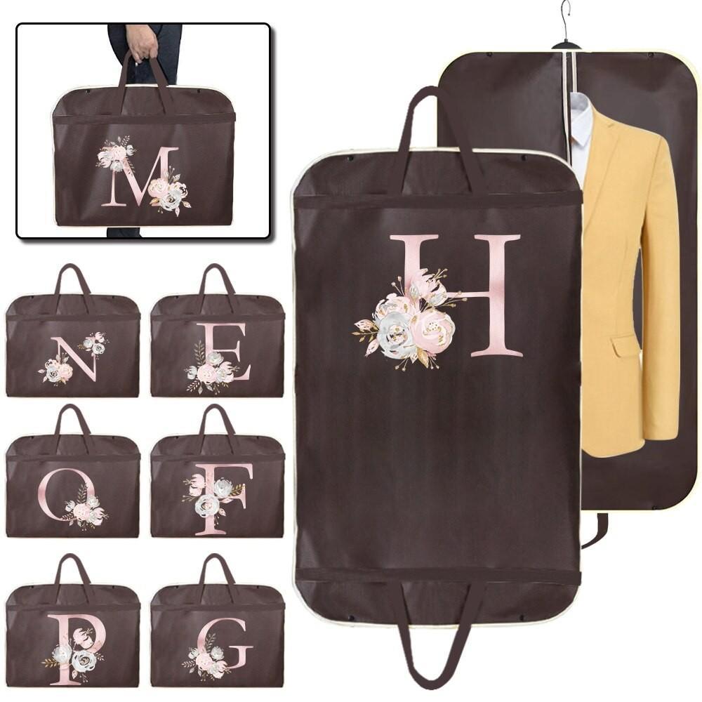 Clothes Cover Dustproof Clothing Cover Wedding Dress Dust Cover Pink Flower Letter Garment Bag Hangi