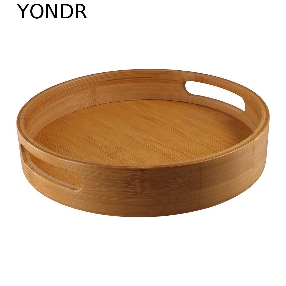 Đĩa đựng thức ăn trà YONDR, Khay tròn bằng gỗ đơn giản thực tế, Khay đựng thức ăn nhẹ Bộ đếm đĩa uốn