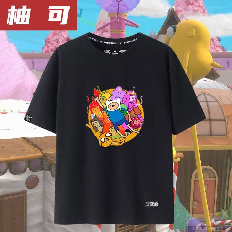 AdventureTime Phiêu Lưu Thời Gian Cho Bé AdventureTime Laopi Po Hàng Hóa Cotton Nguyên Chất Cổ Tròn 