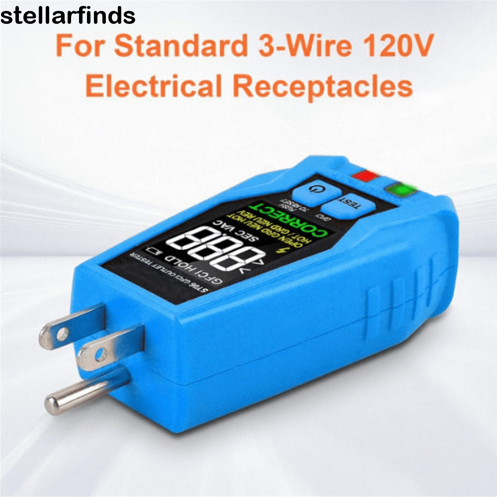 QWDLID GFCI Tester, Màn hình màu tiêu chuẩn US Plug Outlet Tester, 3Wire Live Neuter Wire Test LCD D