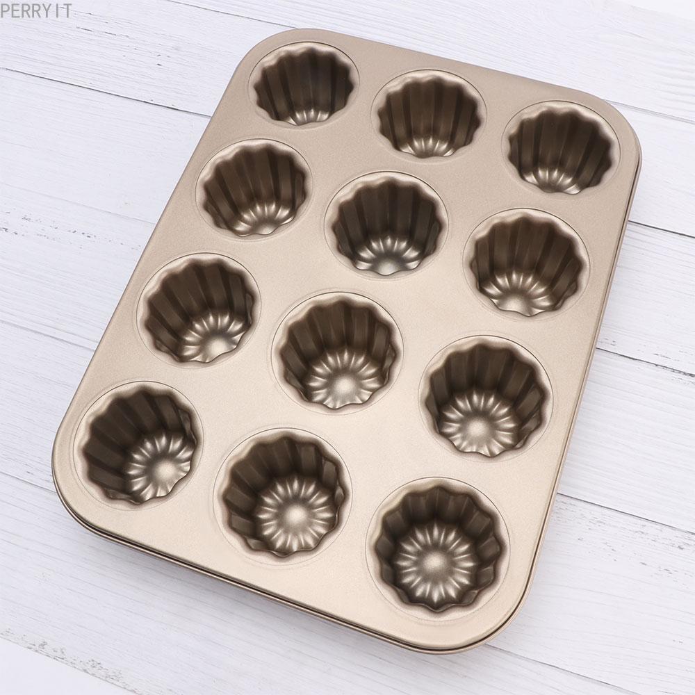 PERRYIT Cannele Khuôn Muffin Bánh Ngọt Máy Nướng Thép Carbon Pháp Custard Bánh Chảo