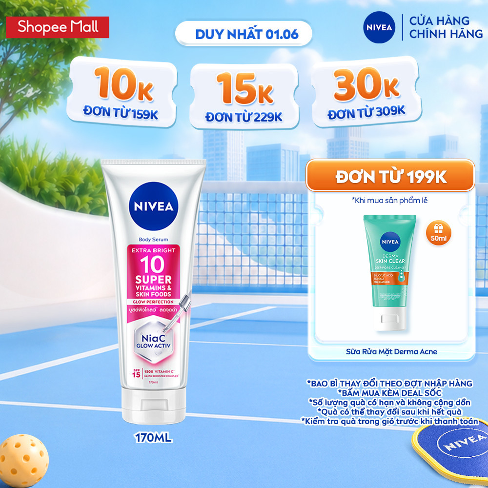 Serum Dưỡng Thể NIVEA 10 Super Vitamins & Skin Foods Sáng Da Mờ Thâm Sau 5 Ngày (170 ml) - 93830