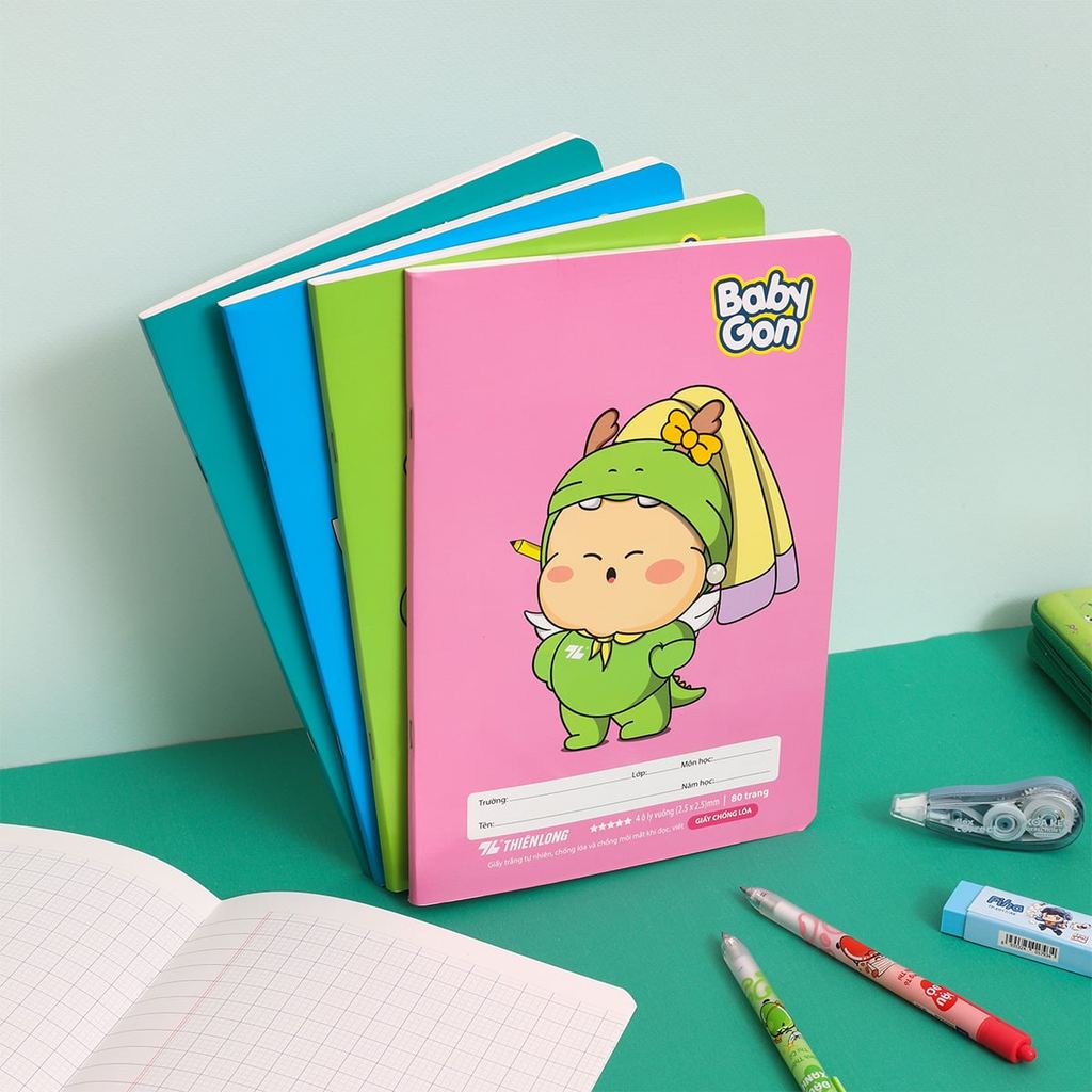 [TẶNG 2] Combo 10 Vở 4 ô ly vuông, tập học sinh NB-123 80 trang 100gsm Thiên Long - Vở ô ly học sinh