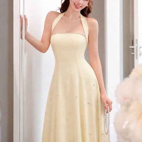 Đầm Dự Tiệc MAY M249 Đi Cưới Lễ Tết - Váy Kem Thiết Kế Trẻ Trung Chuẩn MAY