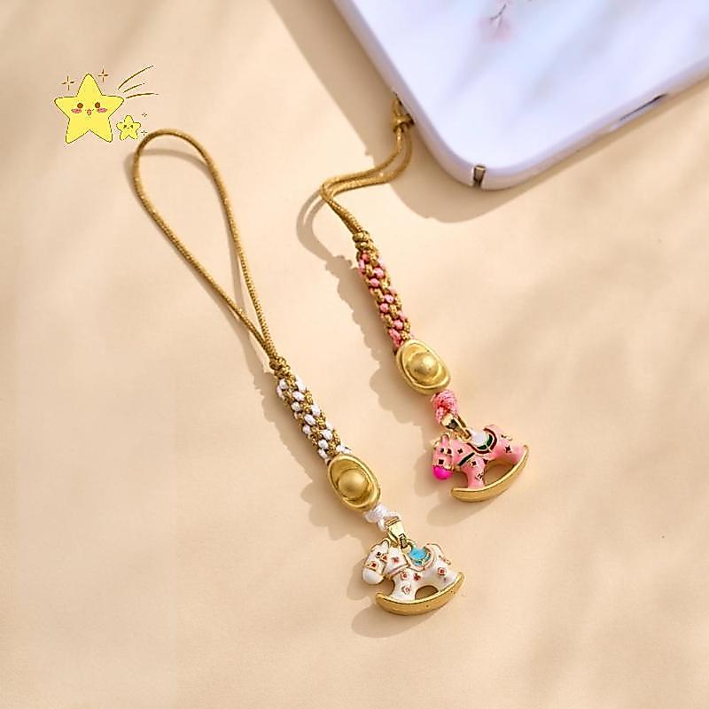 [JBTH] Móc khóa ngựa quay sành điệu Dây buộc ngựa may mắn dễ thương Mặt dây chuyền điện thoại Dopami