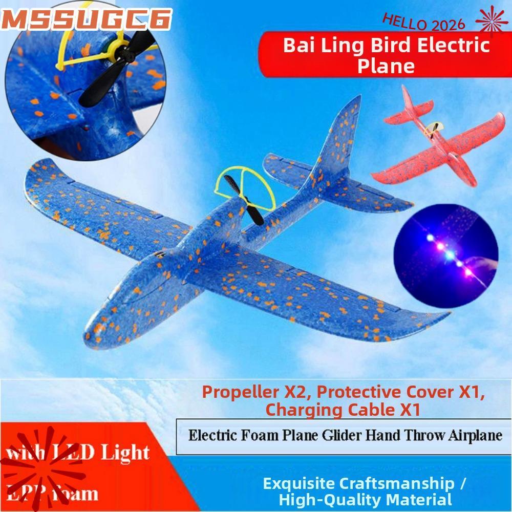 Máy bay tạo bọt điện MSSUGYL, Máy bay ném tay 3 màu EPP xốp, có đèn LED Máy bay bay bay tự động