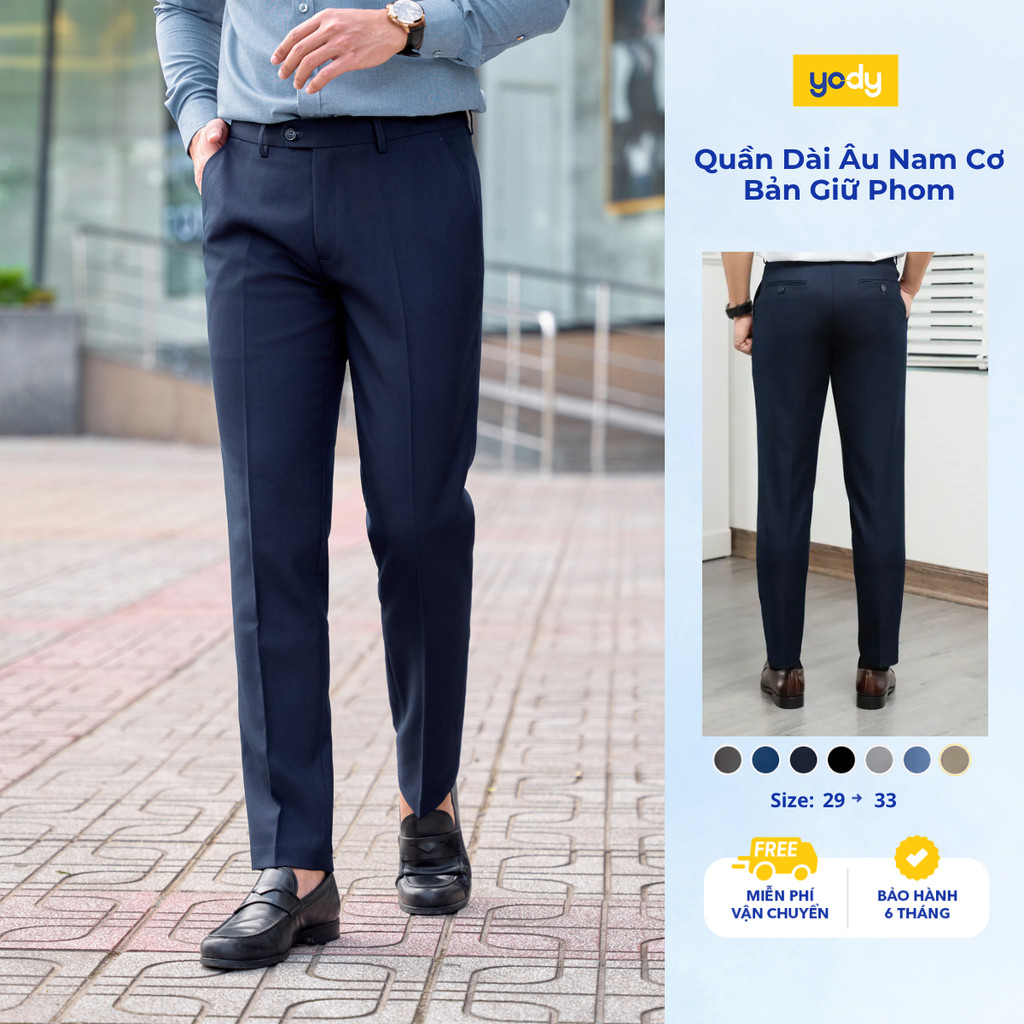 Quần âu nam YODY ống đứng công sở lịch lãm quần tây nam cao cấp tôn dáng không nhăn TRA - MOTR25S028