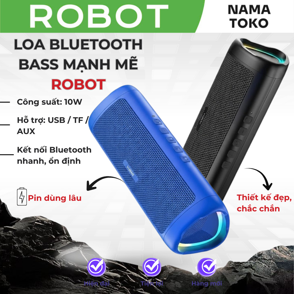 Loa Bluetooth bass mạnh mẽ 10W ROBOT RB525 Đen