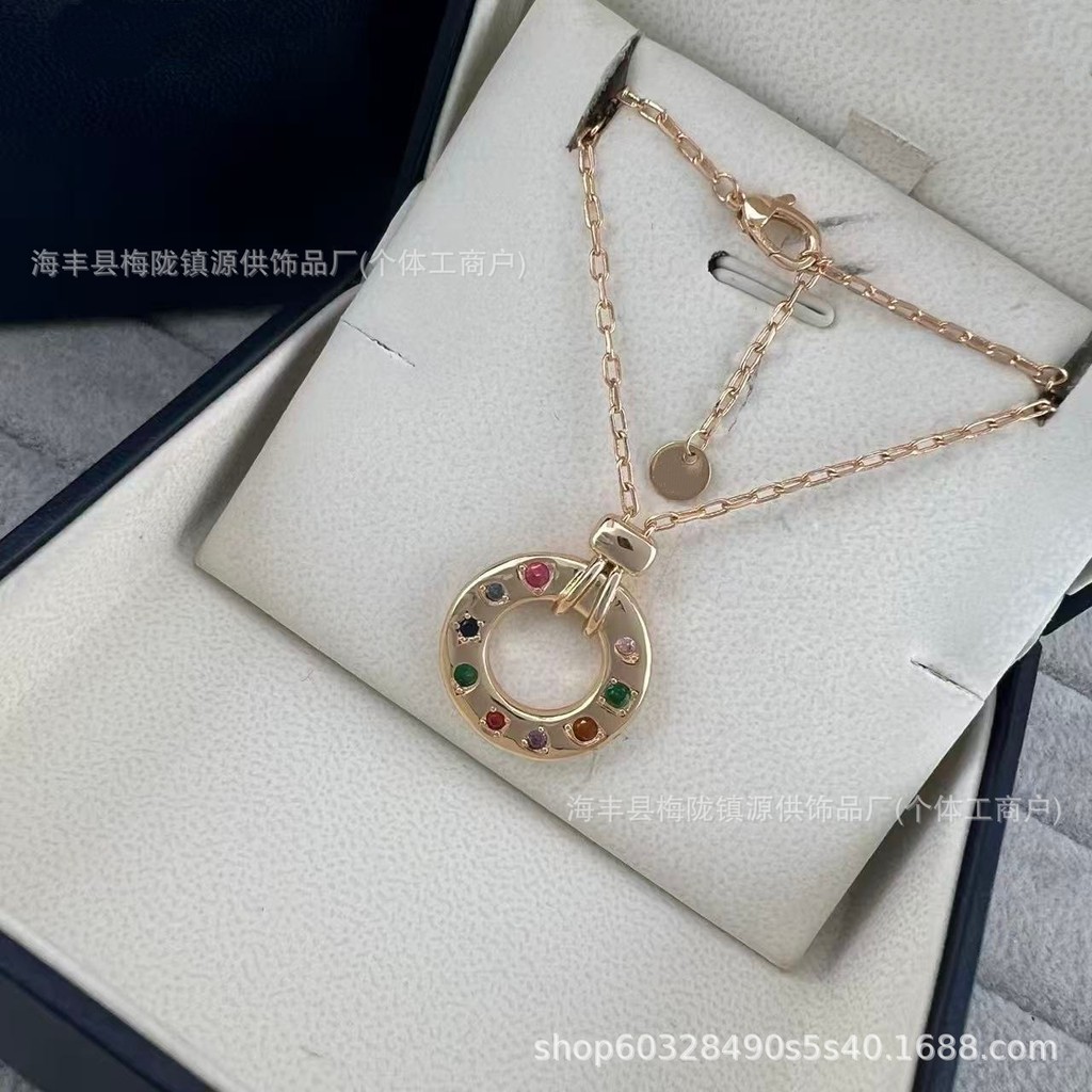 MGLK Round Cosmic Planet Color Diamond White Diamond Necklace for Women Fashionable Collarbone Chain
