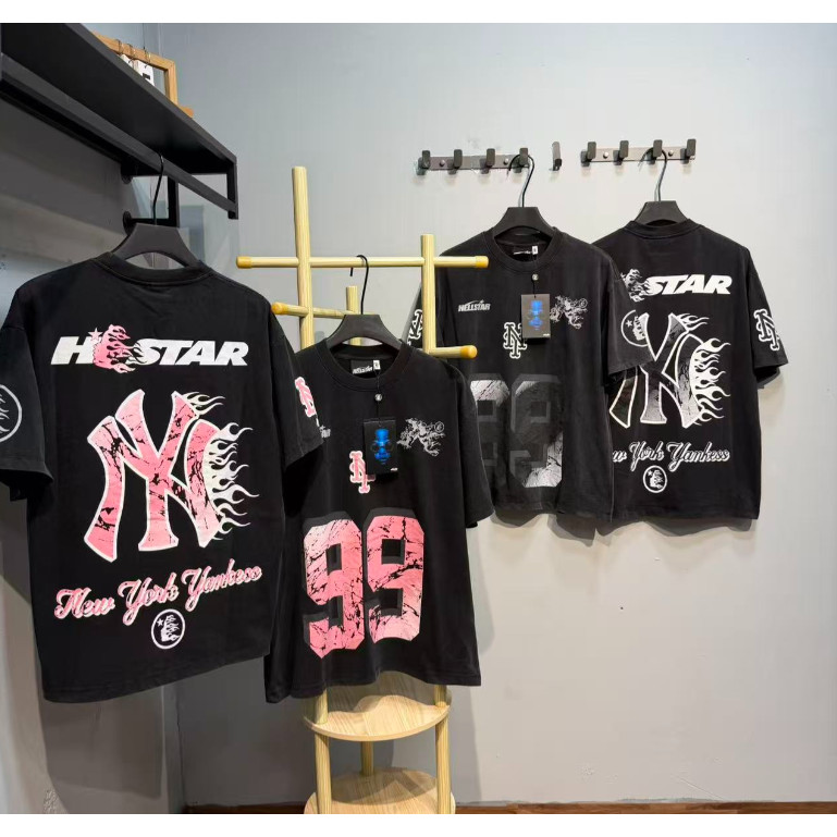 Giảm giá 973#洗水黑印灰 Áo thun Cotton nguyên chất I Ready Stock Real Shot Street