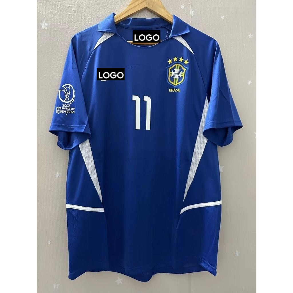 2002 Brazil RONALDO RONALDINHO Sân khách Retro Áo bóng đá tùy chỉnh Áo thun R.CARLOS RIVALDO TOP