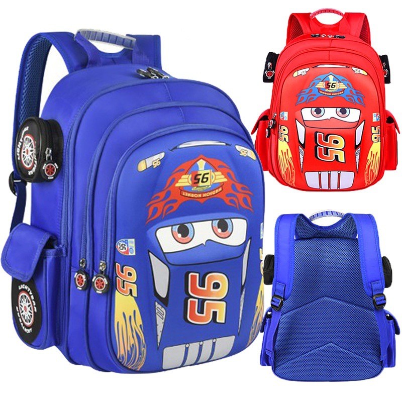 Ba lô Pixar Cars Lightning McQueen No. Túi đi học trẻ em 95 màu đỏ / xanh / đen phù hợp cho bé 3-12 