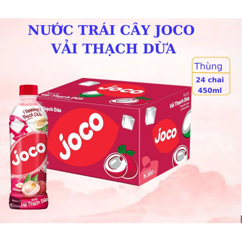 Thùng 24 chai Nước Joco Vải thạch dừa 450ml