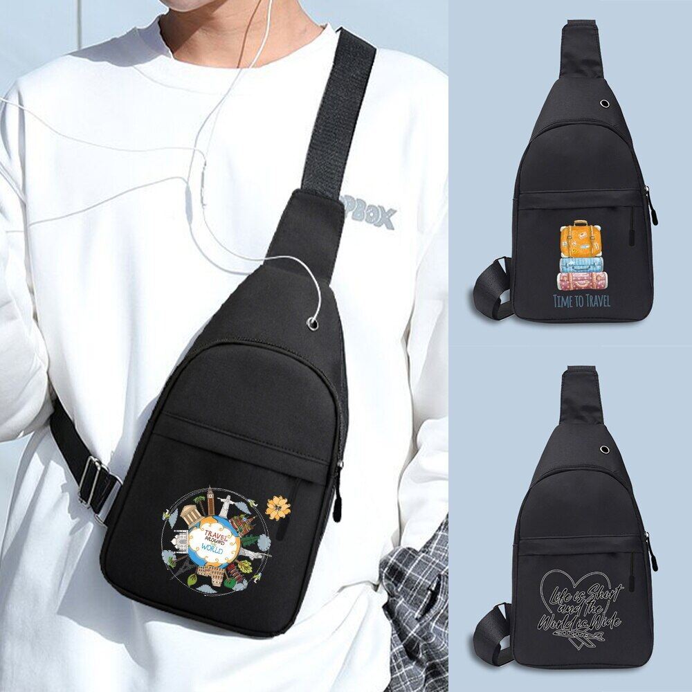 NEW Chest Bags Men's Crossbody Bags Chest Pack with USB Charging Earphones Cable Hole Backpack Women