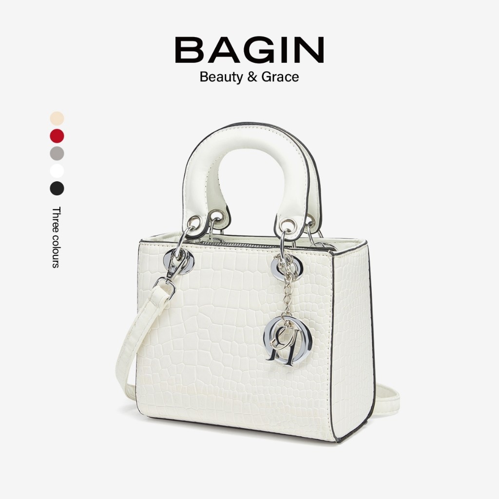 BAGIN Túi Xách Nữ Công Sở Mini Vân Cá Sấu Bóng, Túi Xách Tay Đi Làm Phong Cách Tối Giản Thanh Lịch