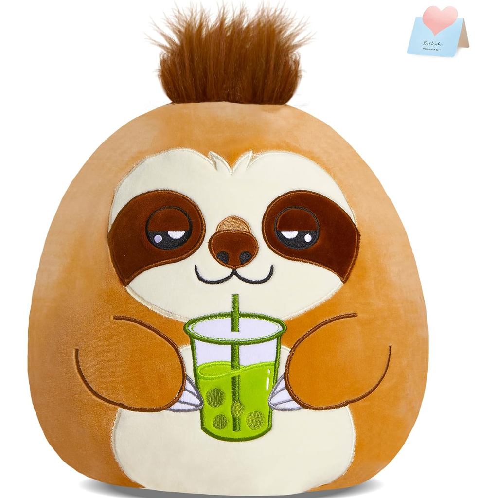 12 "Sloth Sang Trọng Thú Nhồi Bông Plushie Original Sloth Kèm Trà Mềm Squishy Gối, Thu Thập Sang Trọ
