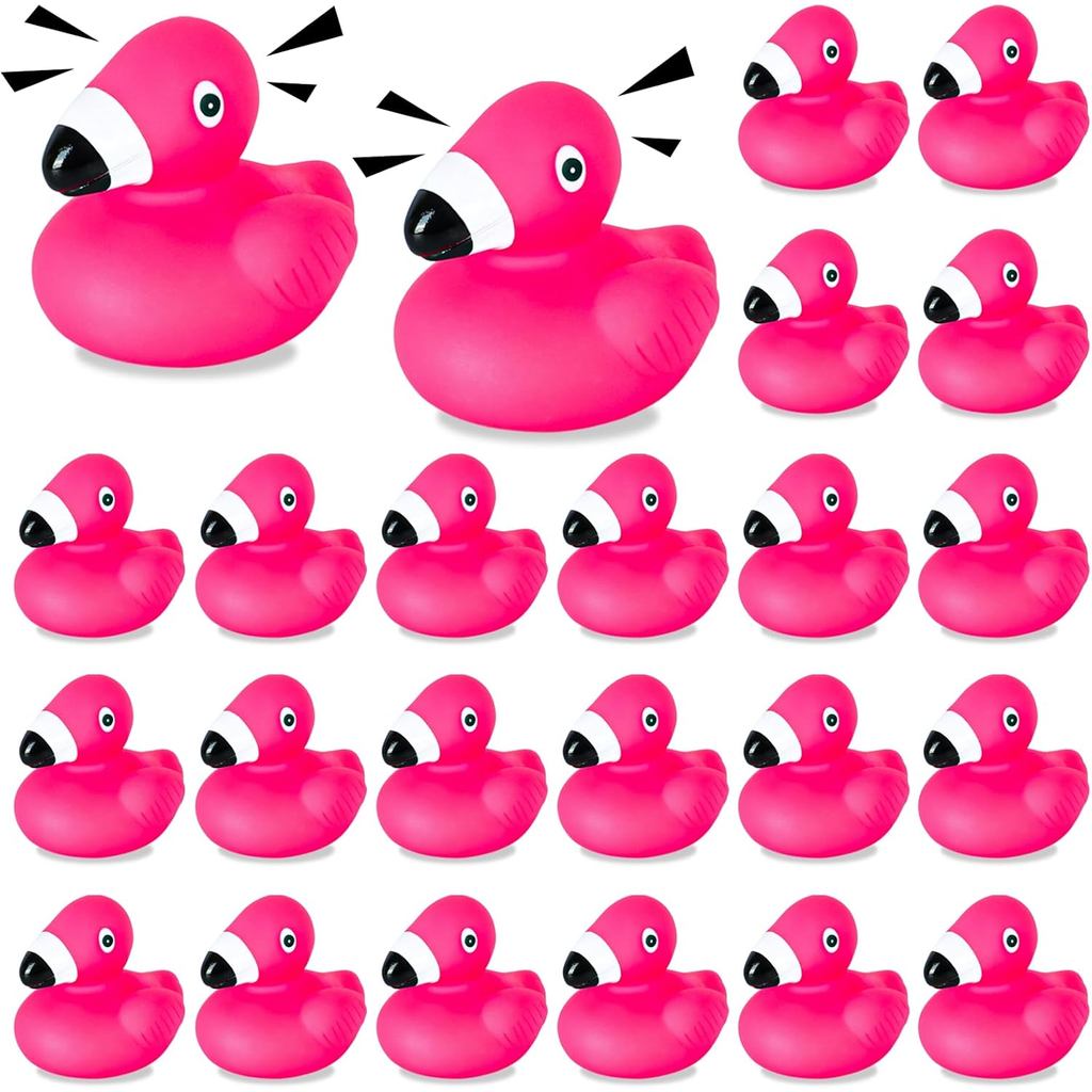 24 Con Vịt Cao Su Flamingo, Vịt Du Lịch, Vịt Cao Su Số Lượng Lớn, Hồng Hạc Mini Mực Nổi Cho Đảng Ủng