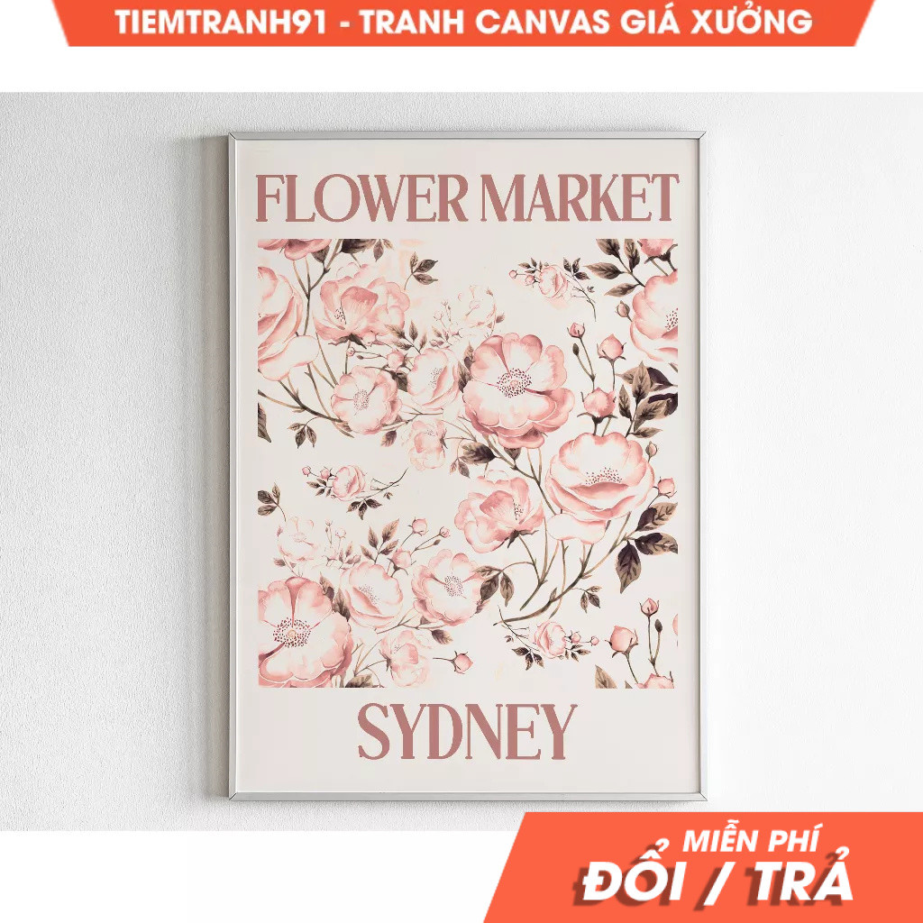 Tranh treo tường, Sydney Flower Market, Australia Travel Poster, Maximalist Home Decor, Australia Ar