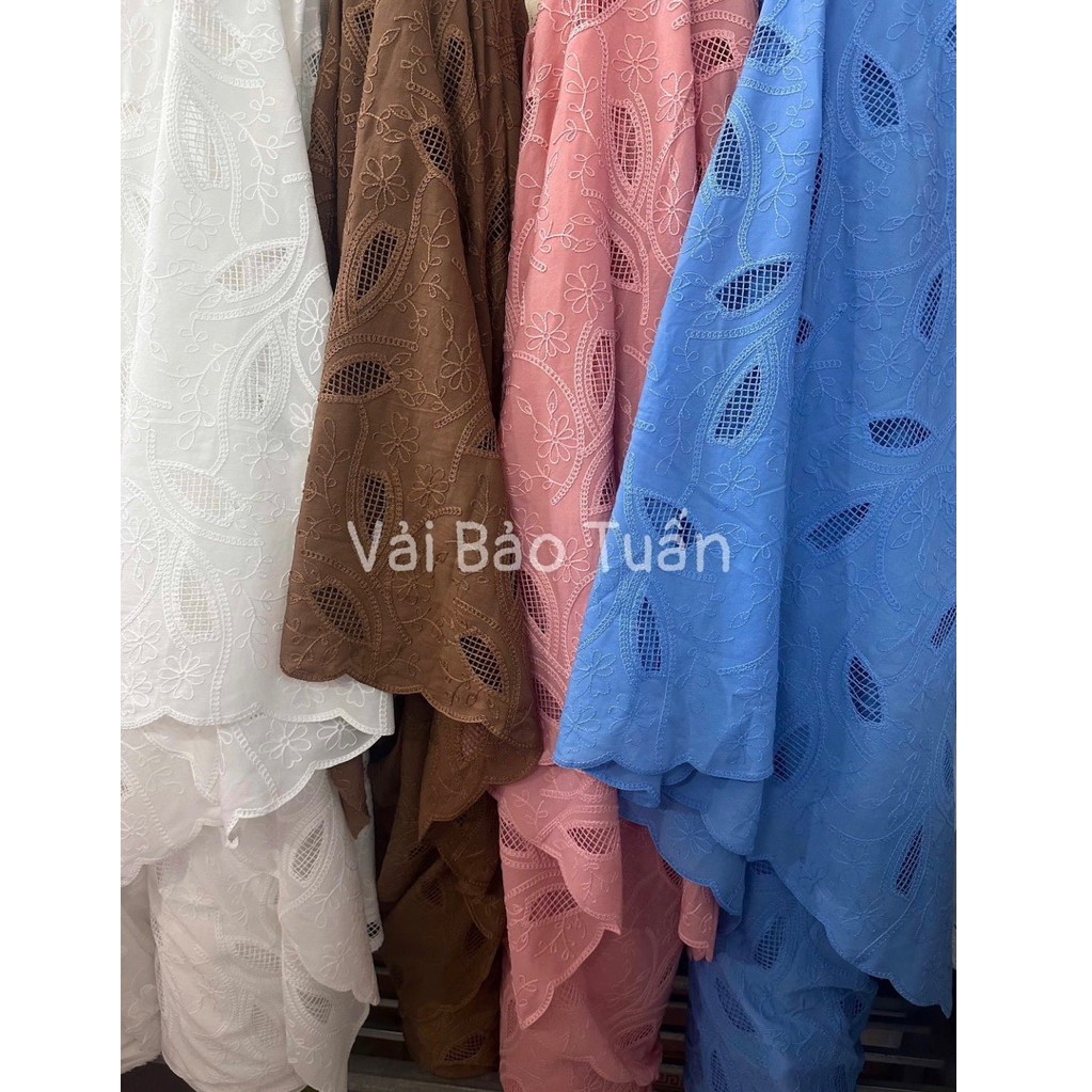 Vải tằm ren hình lá khổ 1m3 12 màu new khổ 1m3