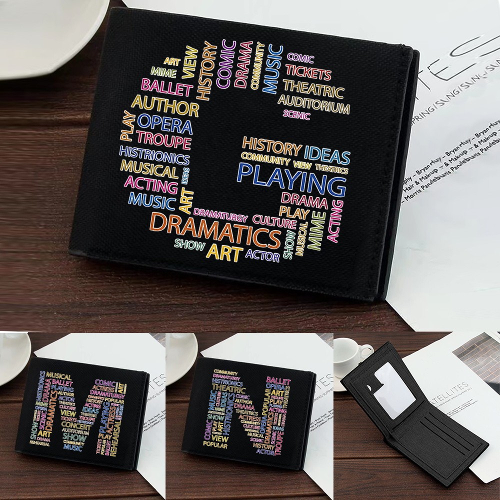 Pocketbook  Coin Pouch Multi-Function Id Card Holder Pocketbook Text Printing Series Credit Case Bag