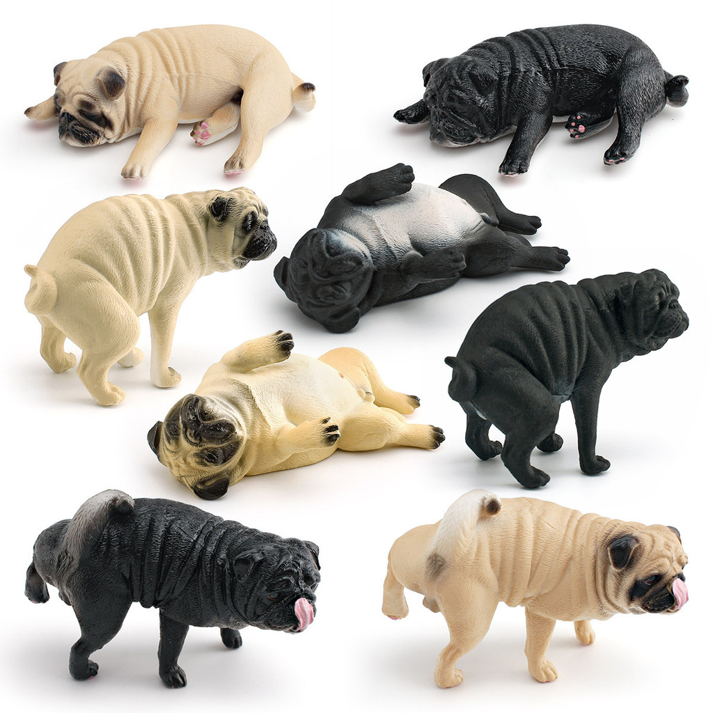 Mô Phỏng Động Vật Chó Mô Hình Trẻ Em Nhận Thức Pug Pug Pug Thú Cưng Trang Trí Chó Đồ Trang Trí Đồ Ch