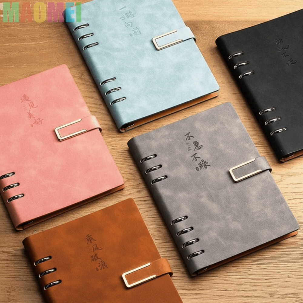 MAOMEI A5 Notebook, Bao Da 100 Tờ Rời Lá Notebook, Notepad 200 Trang Bìa Cứng Kẹp Kim Loại Có Thể Th