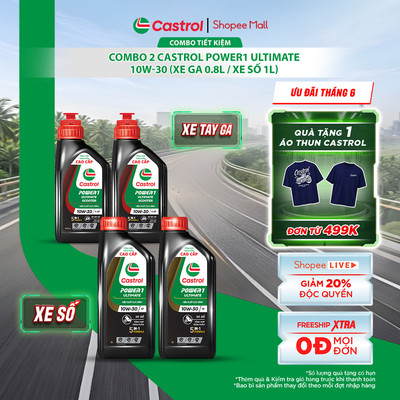 [BST Bác tài công nghệ] COMBO 2 Dầu nhớt xe máy Castrol POWER1 ULTIMATE 10W-30 (0.8L/1L)