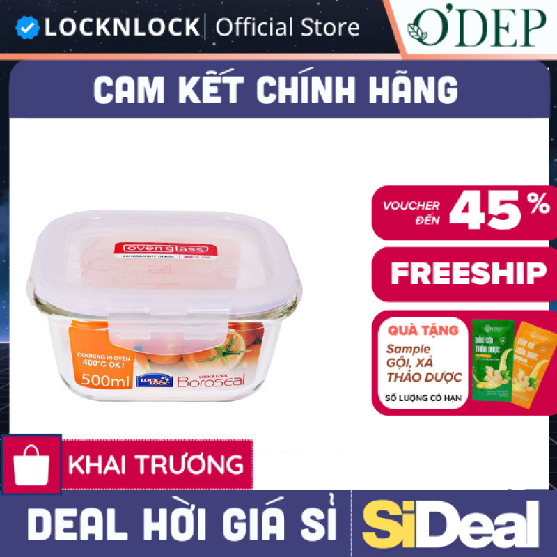 Hộp bảo quản thủy tinh vuông 500ml LocknLock Chính hãng LLG214 - SIDEAL SIL