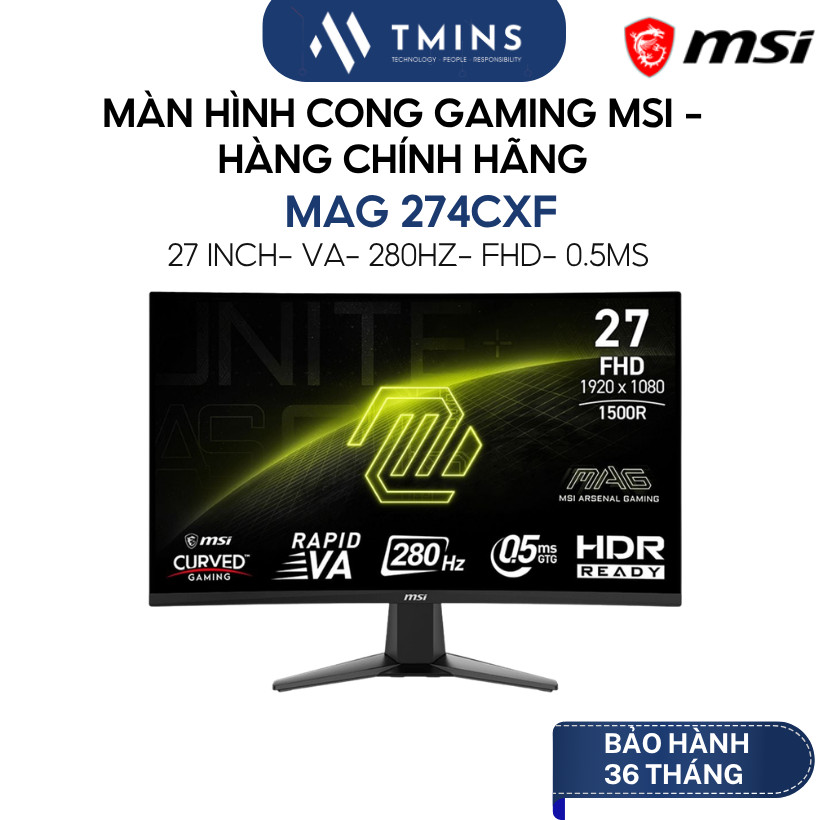 Màn hình Gaming MSI MAG 274CXF (27 inch/ VA/ FHD/ 280Hz/ Cong) - Chính hãng bảo hành 36 tháng