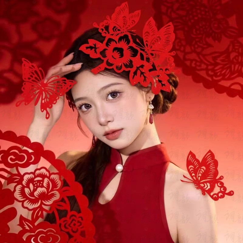 Children, boys and girls New Year photo props, new Chinese intangible cultural heritage paper-cuttin