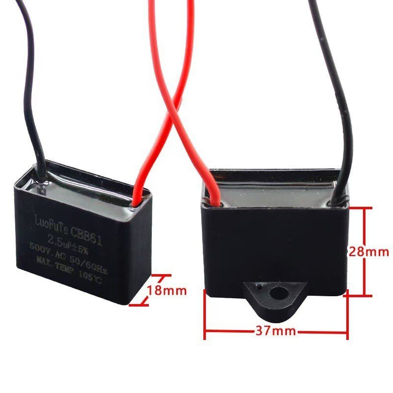 Bắt đầu Tụ điện Quạt Tụ điện 500VAC 2.5 UF với Tụ điện động cơ chì Tụ hai dây 9VS0