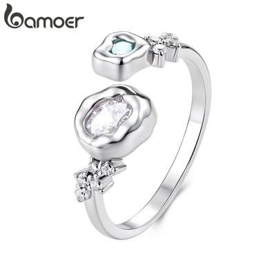 Bamoer Mở Nhẫn Có Thể Điều Chỉnh Kích Thước Lạ Mắt-Cut Đá Quý Trang Sức Thời Trang Cho Nữ Quà Tặng