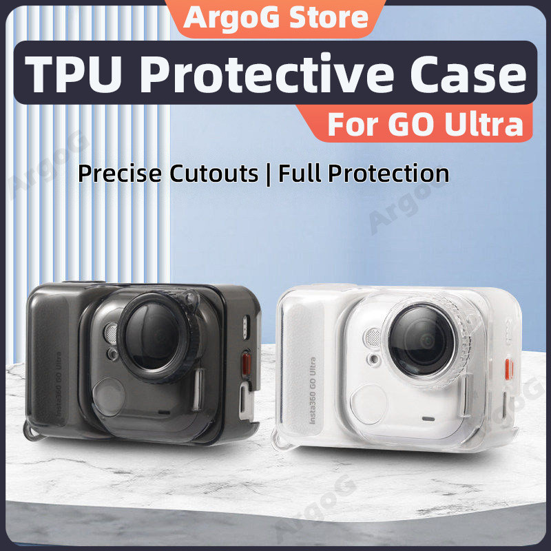 Ốp bảo vệ ArgoG Insta360 GO Ultra TPU có nắp ống kính & dây buộc Vỏ mềm Insta360 GO Ultra Phụ kiện