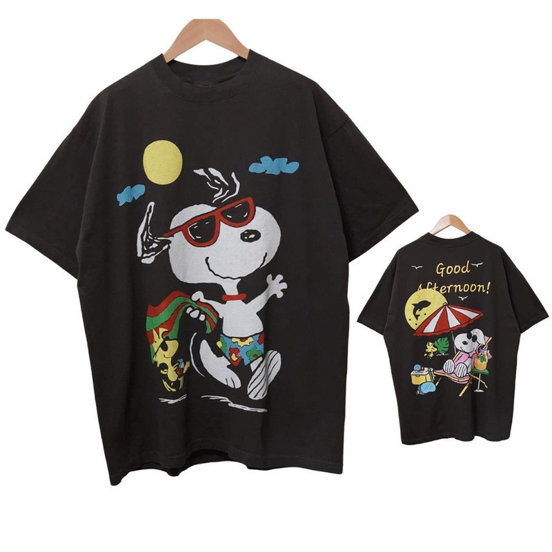 Snoopy snoopy snoopy kiss Band Joint Cartoon Anime Dog American Casual Childlike Loose Short Tay Áo 
