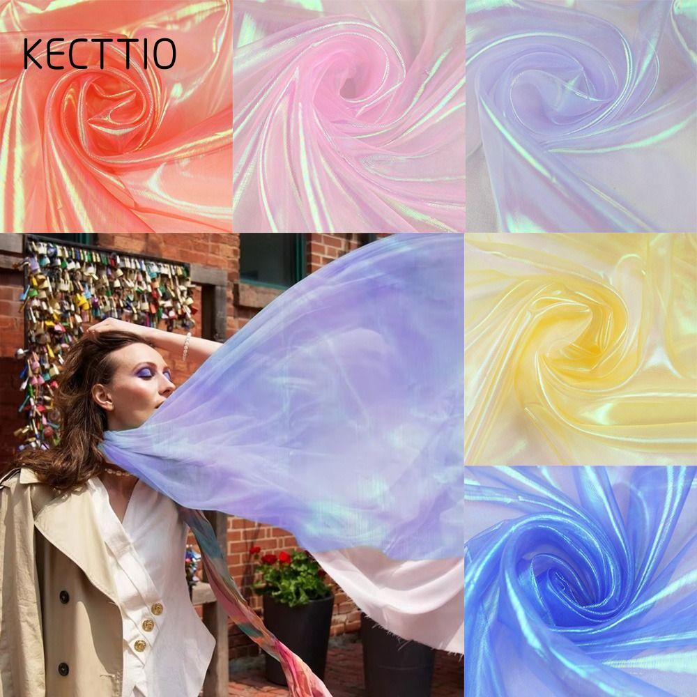 Vải KETTIO Organza, Vải tuyn Laser mỏng sáng bóng, Chất liệu thủ công Váy Organza trong suốt Sân khấ