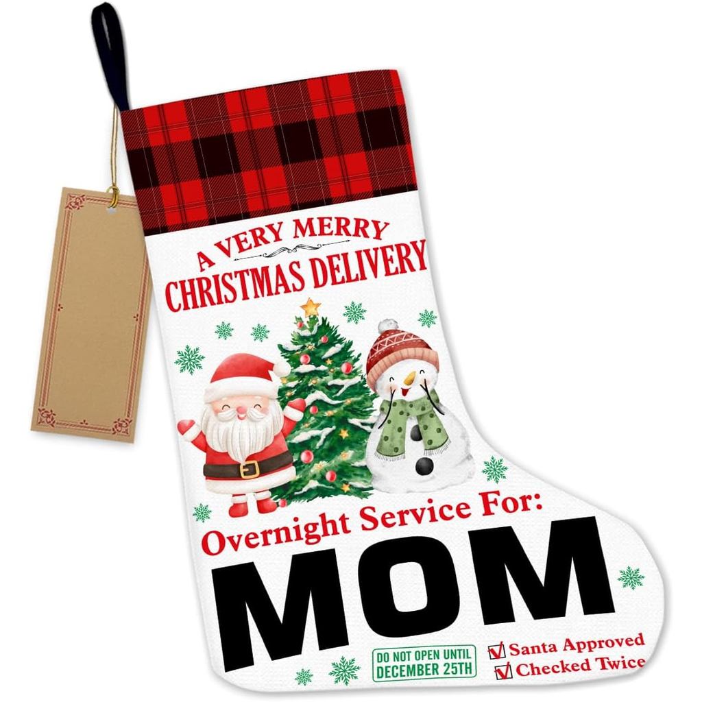 Mukjyuyi Mẹ Giáng Sinh Stocking, Santa Burlap Giáng Sinh Stocking Quà Tặng Cho Mẹ, Mẹ Xmas Stocking 