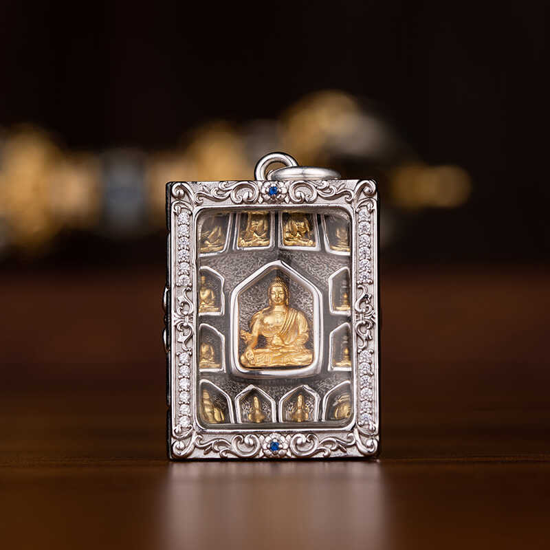 New Product~Silver-plated Buddha statue Original designer's pendant, "Twelve Wishes" pendant, small 