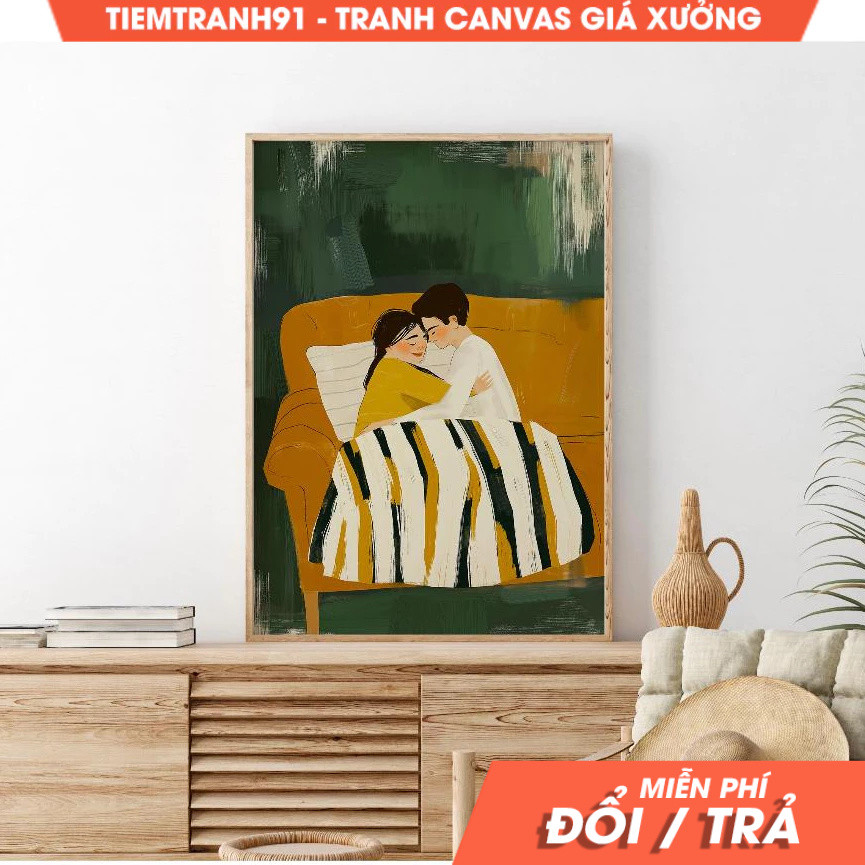 Tranh treo tường, Abstract People Wall Art Romantic Couple Intimate Lovers Contemporary Artwork Coup