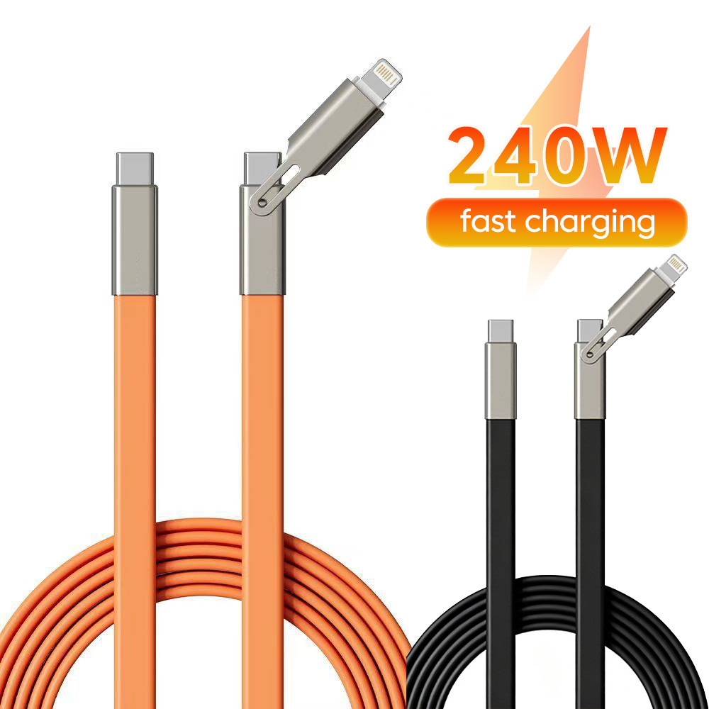 Cáp dữ liệu silicon 2 trong 1 Elough 240W Sạc nhanh Loại C sang Loại C / L Dây cáp điện thoại di độn