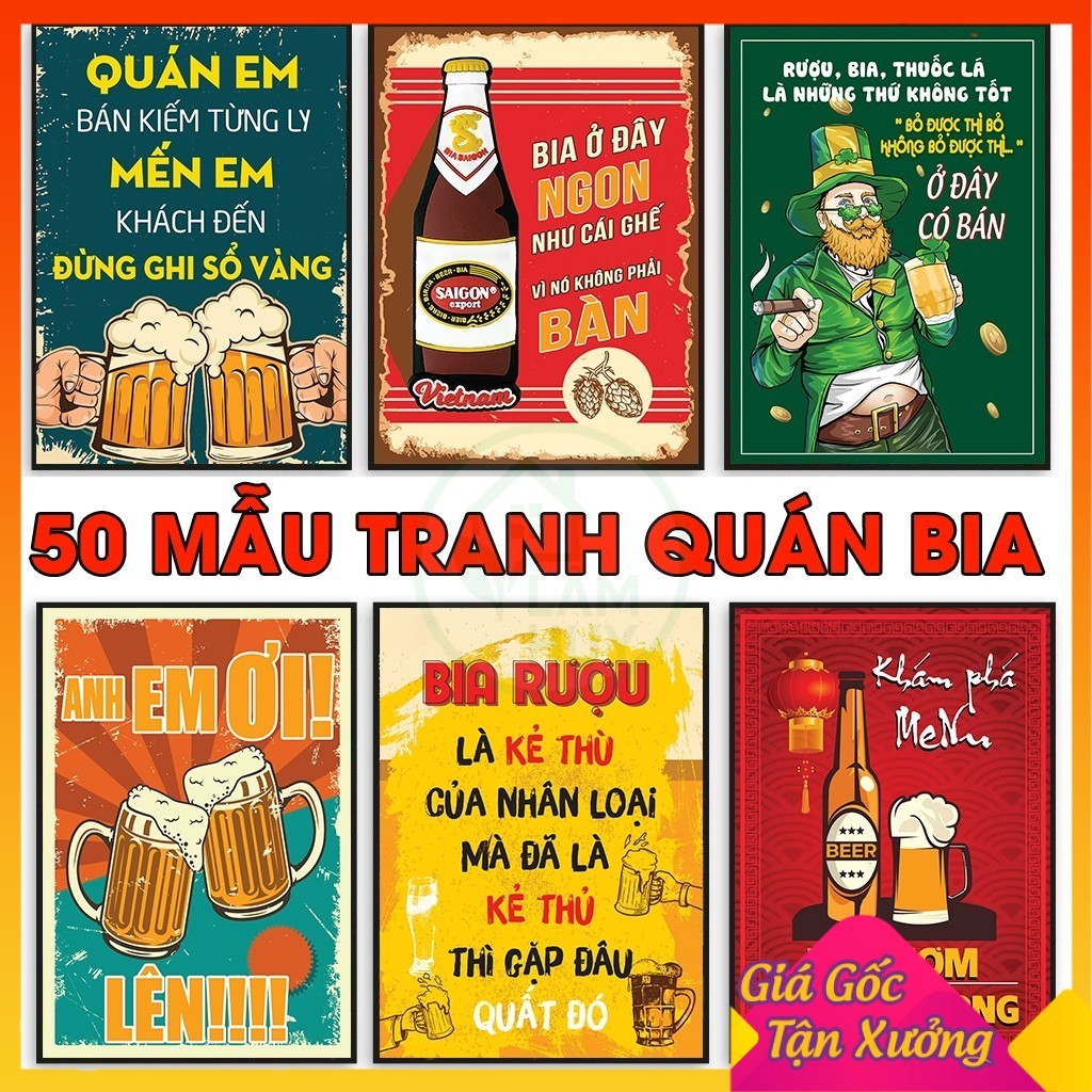 Tranh trang trí quán Nhậu/ Tranh quán bia / trang trí của hàng bia / tranh treo tường có khung