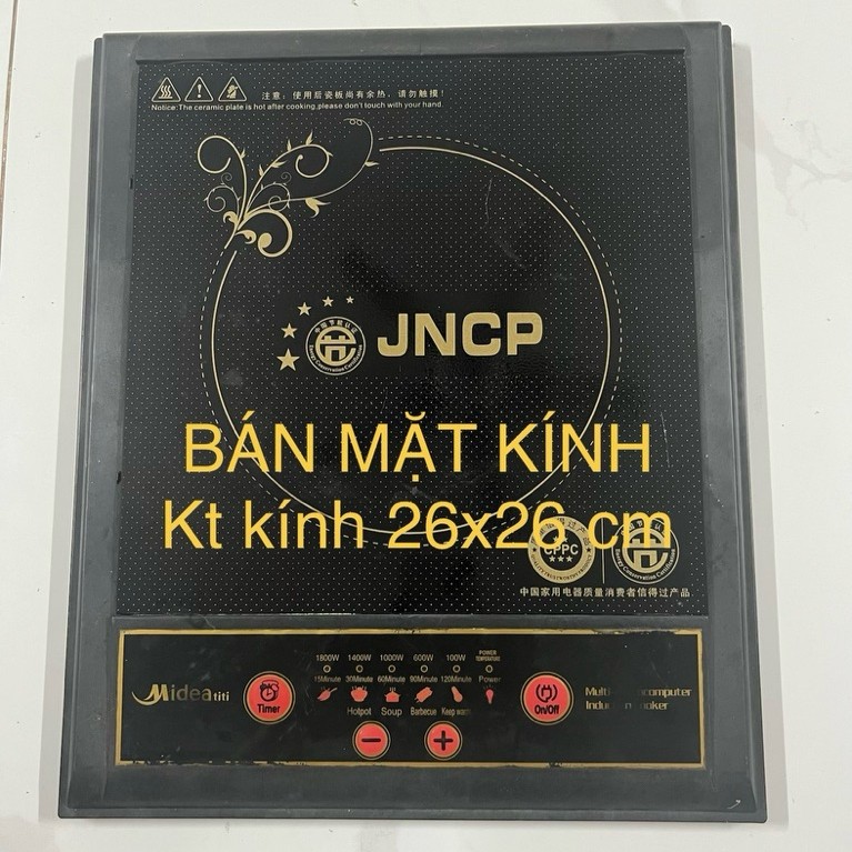 Mặt kính bếp từ JNCP Mideatiti kt kính 26x26 cm