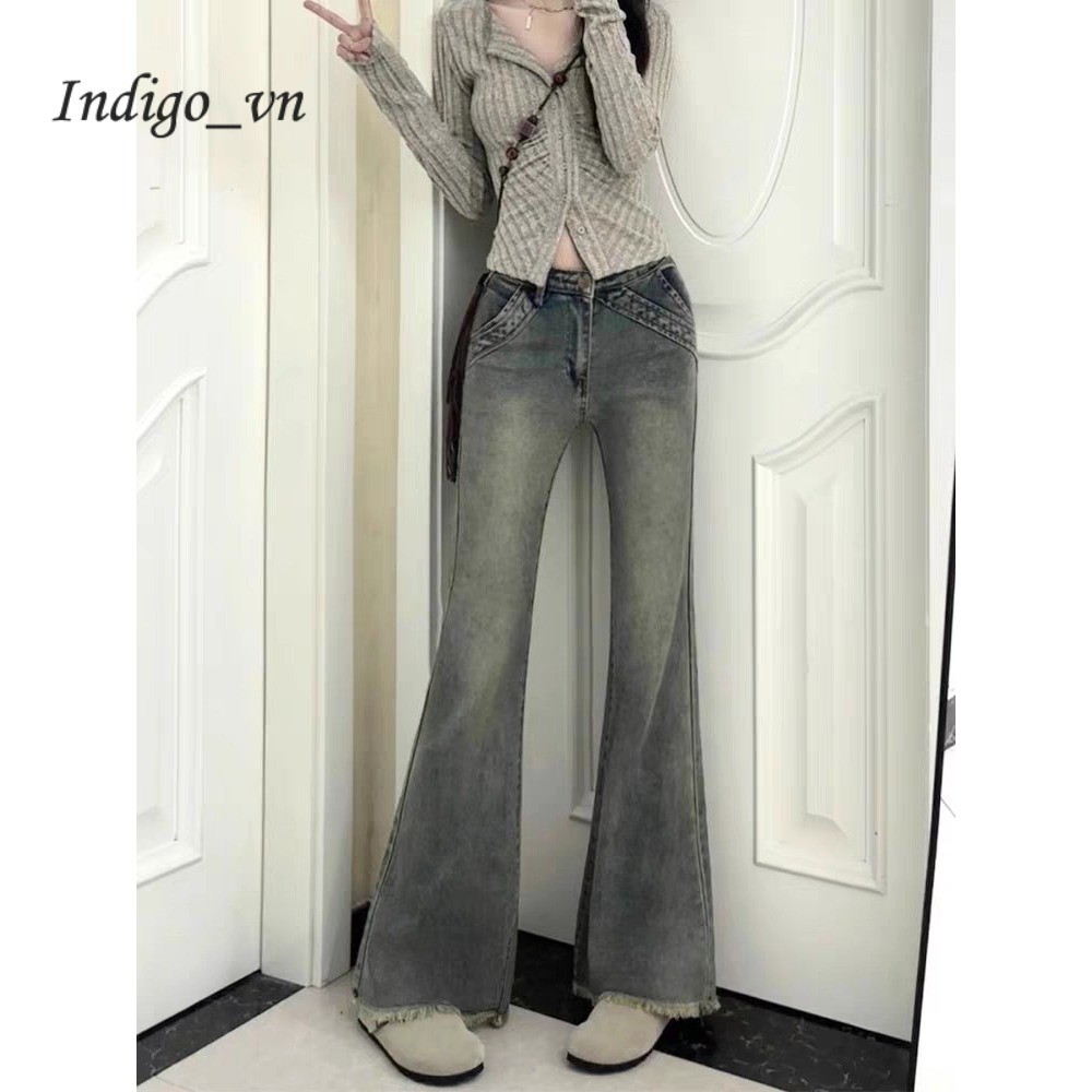 【Indigo】 Quần Jean Nữ Cạp Cao Tôn Dáng Quần Ống Loe