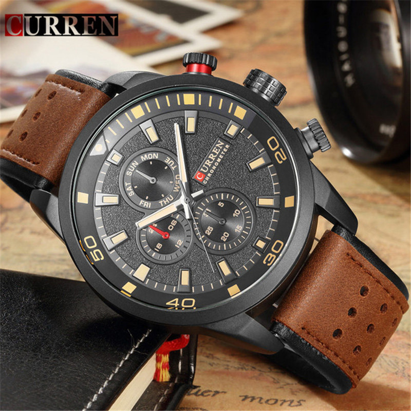 Đồng hồ nam thương hiệu Curren Curren Đồng hồ nam da thật chống thấm nước Phong cách 8250