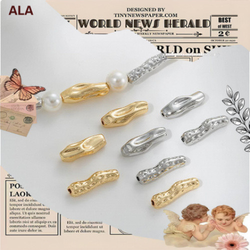 💖Phụ kiện trang sức DIY💖Dây chuyền vàng-clad 14K, hạt tăm lỗ thẳng hình lưỡi liềm, màu sắc bền lâu[f
