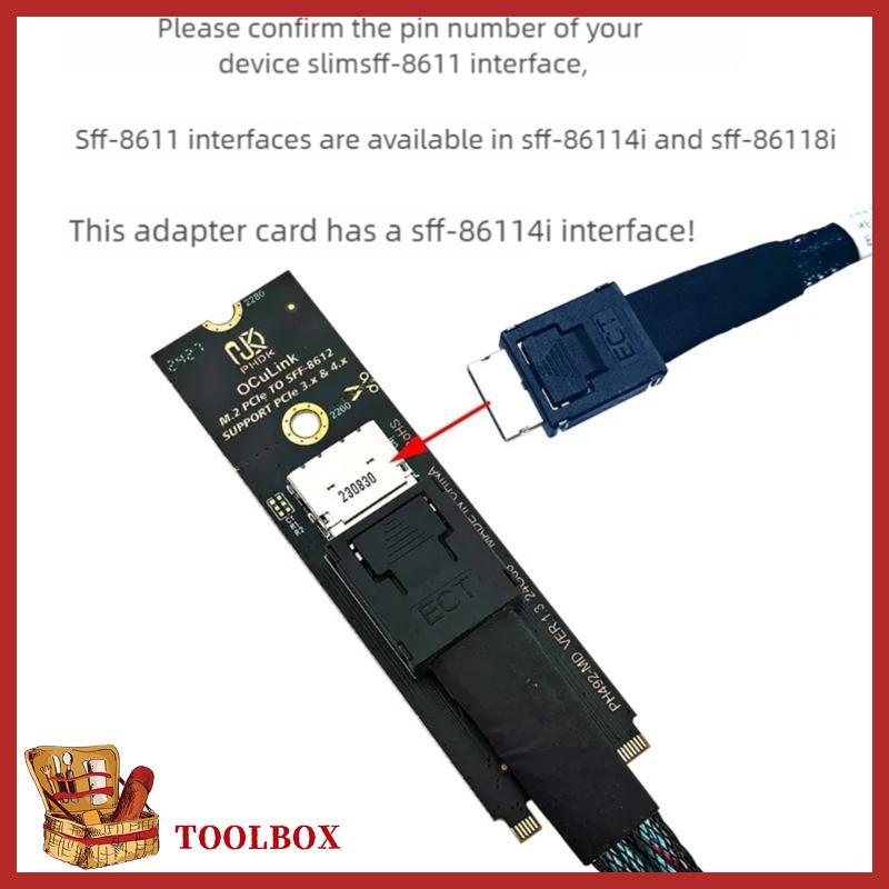 TOOLBOX PCIe4 0 Tương thích M 2 NVMe sang Oculink Adapter Thiết kế truyền tín hiệu trực tiếp